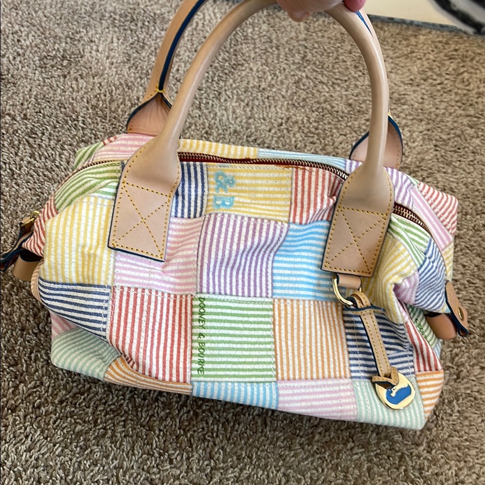 Pink and Orange Satchel with Structured Design
